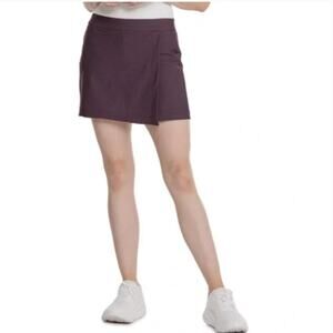 NEW SPANX Sunshine Skort Maroon Burgundy Geo Print Skirt Tennis Athleisure XL